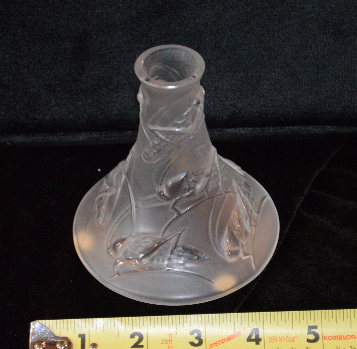 Lalique Frosted Lead Crystal Bud Vase "Soliflore Grillons"