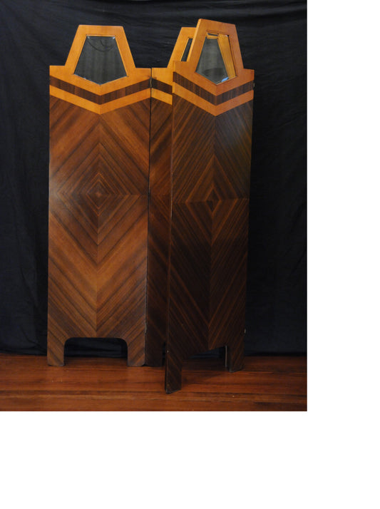 Antique 1920's Art Deco Three Panel Screen