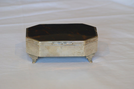Antique English Silver & Tortoise Gentleman's Cuff Link Box